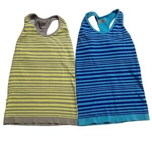 2-Pack Athleta Seamless Racerback Striped Tank Tops Size Small #581527